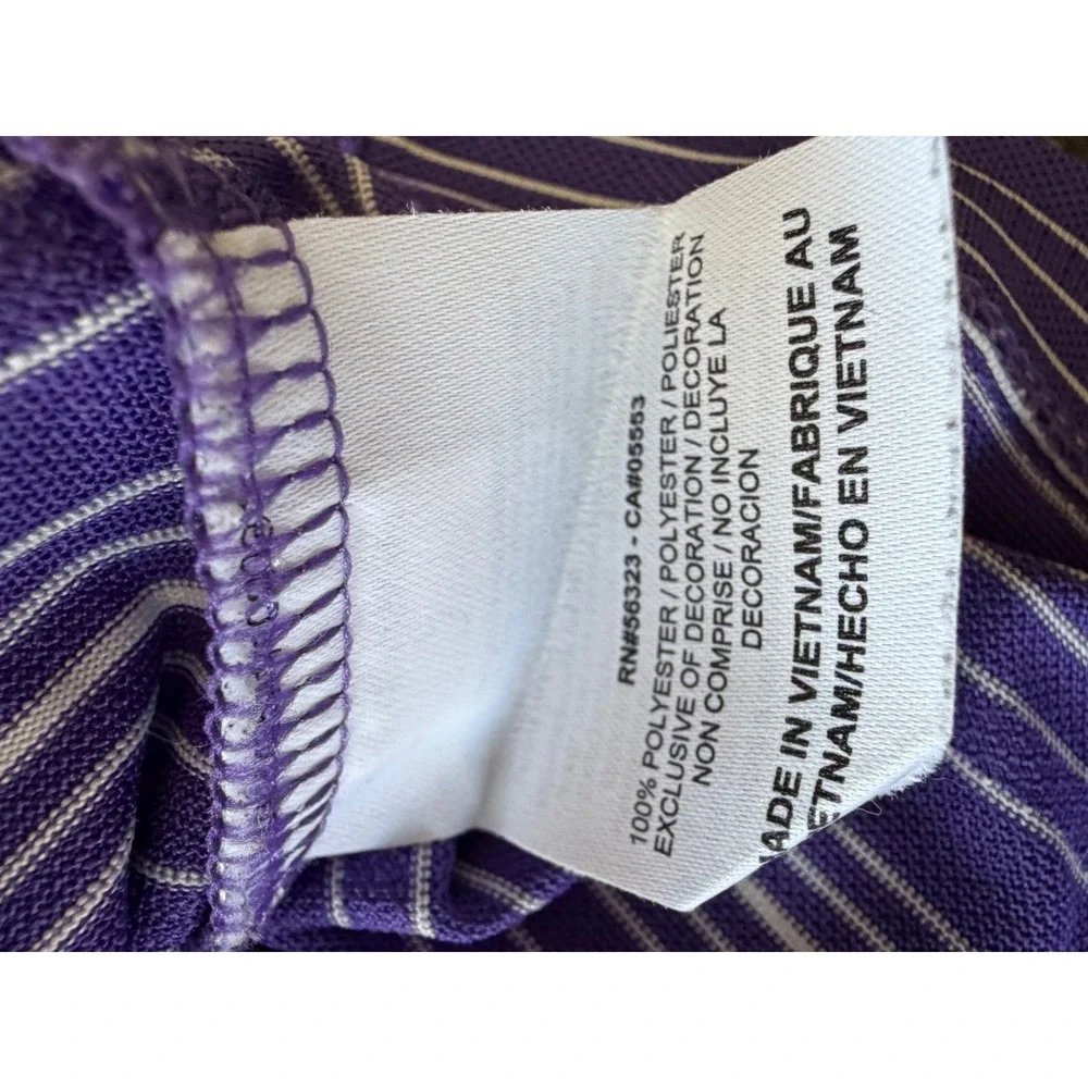 Nike Golf Dri-FIT Men XL Purple White Stripe Short Sleeve Polo Shirt Performance